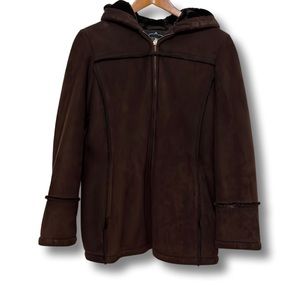 1 Madison Brown Faux Fur Coat with Hood